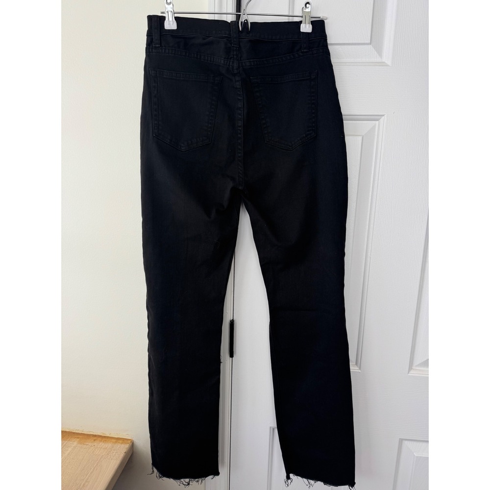 Reformation‎ Liza High Straight Jean Black Destroyed Distressed Raw Hem Size 28 - Picture 5 of 8